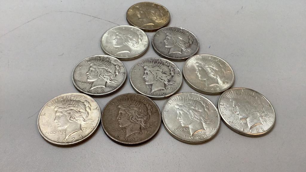 Ten Peace Silver Dollars (1 of 4)