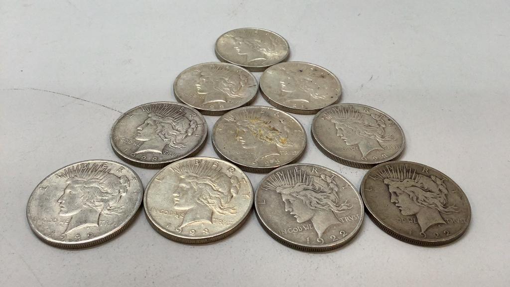Ten Peace Silver Dollars (1 of 4)