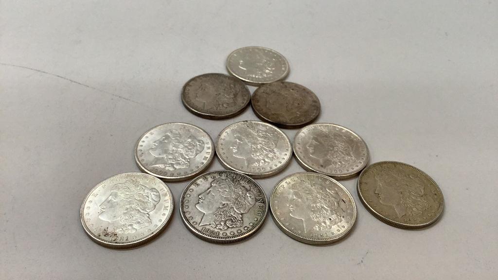 Ten Morgan Silver Dollars (1 of 4)