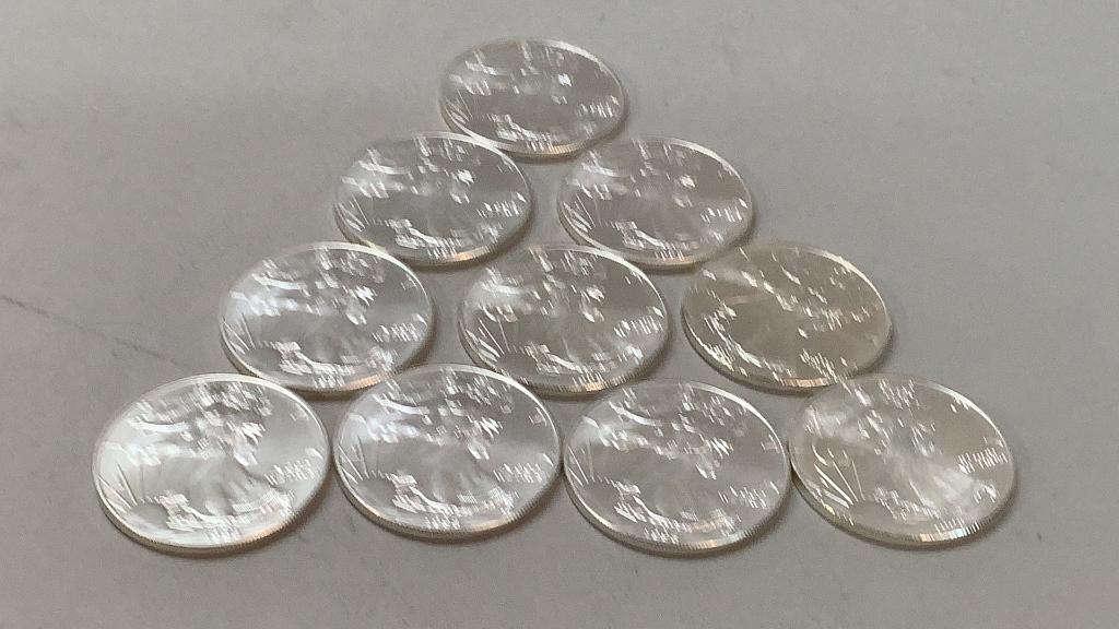 Ten 1997 Walking Liberty Silver Dollars (1 of 4)