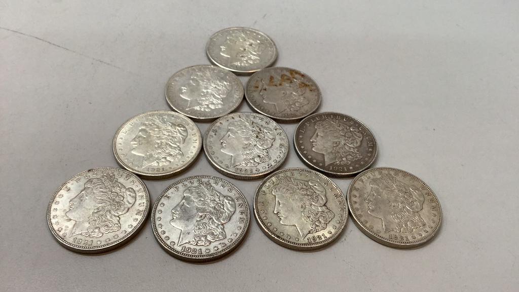 Ten Morgan Silver Dollars (1 of 4)