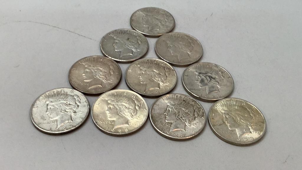 Ten Peace Silver Dollars (1 of 4)