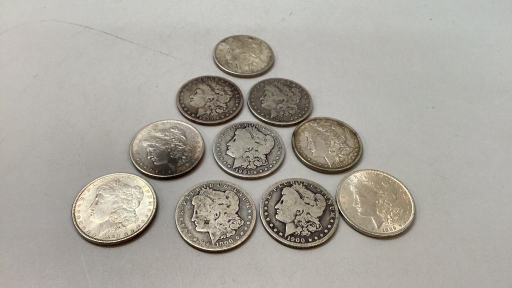 Ten Morgan Silver Dollars (1 of 6)