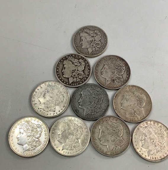 Ten Morgan Silver Dollars (1 of 4)