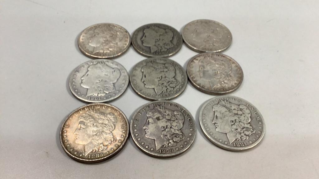 9 Morgan Silver Dollars (1 of 5)