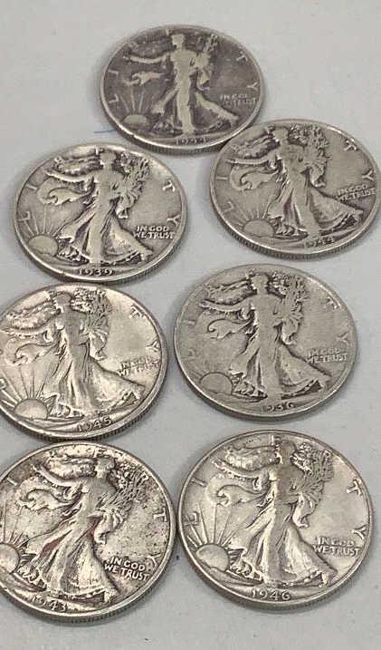 7 Walking Liberty Half Dollars (1 of 6)