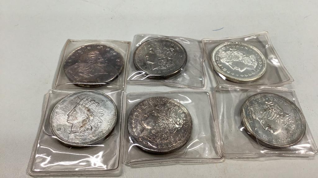 Six One Troy Ounce Silver Trade Round's (1 of 5)