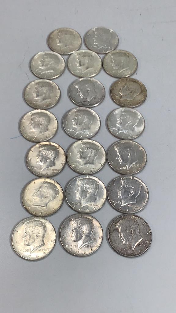Twenty 1964 Kennedy Half Dollars (1 of 4)