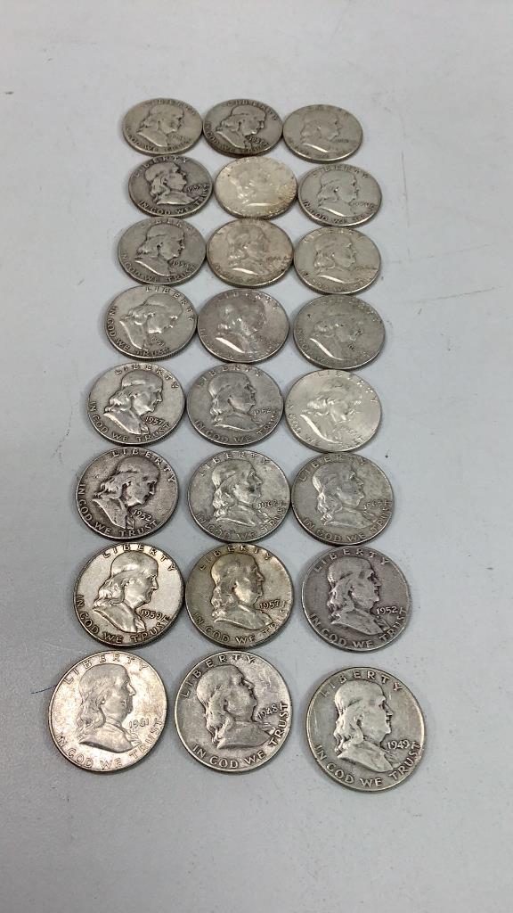 24 Ben Franklin  Half Dollars (1 of 5)