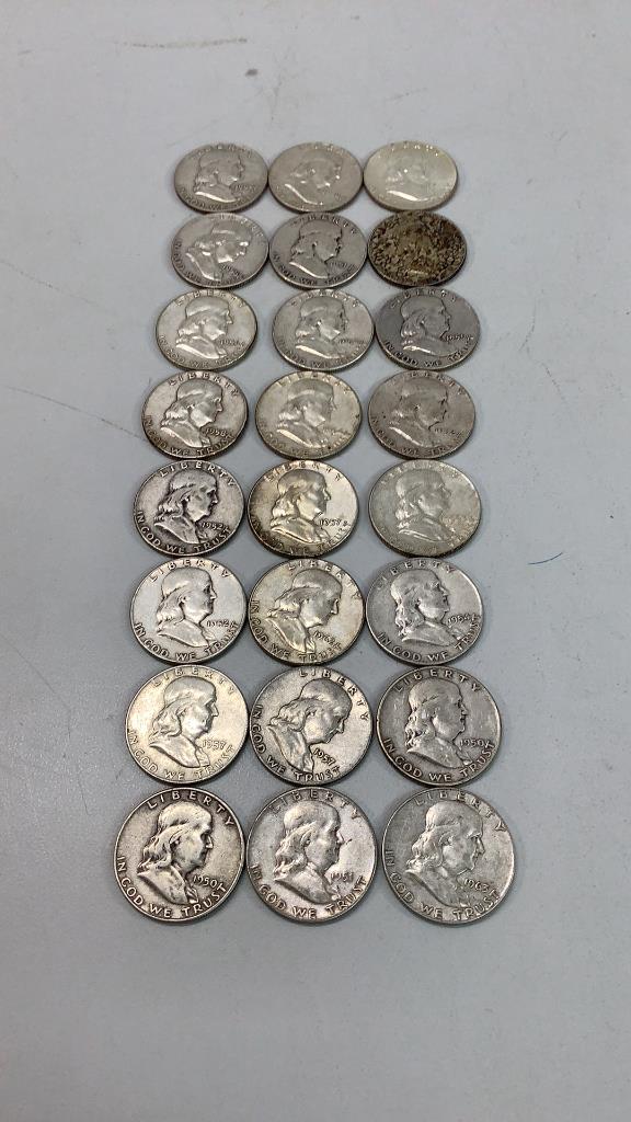 24 Ben Franklin Silver Half Dollar Voins (1 of 6)