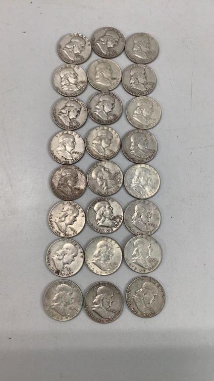 24 Ben Franklin Silver Half Dollars (1 of 4)
