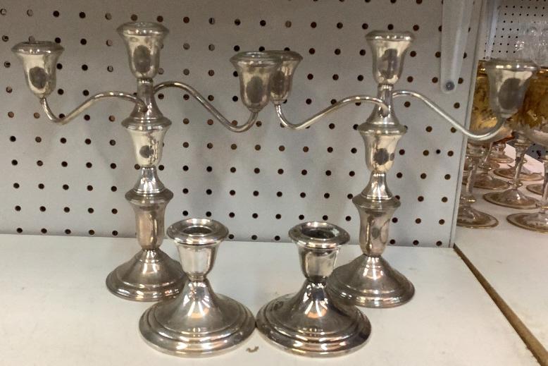 2 Pair Weighted Sterling  Candlesticks (1 of 3)