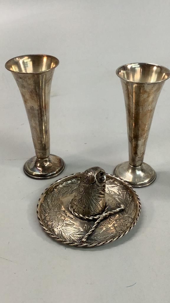 Mexican  Sterling Sombrero, Peruvian  Bud Vases (1 of 5)
