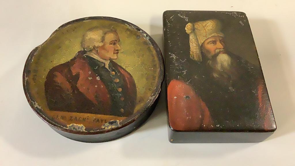2 Hand Painted Paper Mache Trinket Boxes (1 of 5)