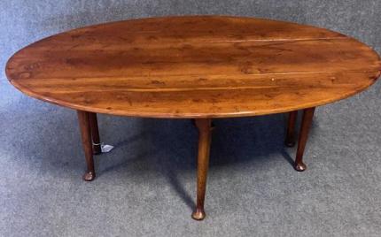 Fruitwood Diminutive Drop Leaf: Queen Anne style from reclaimed lumber, 60 long x 21 tall x 36 wide open, 12 wide