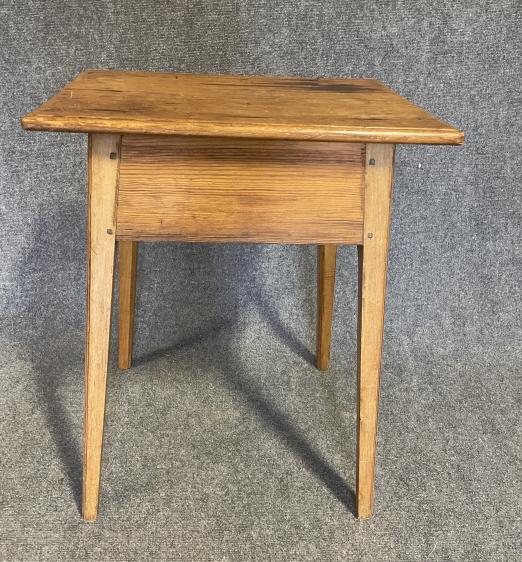 Federal Splay Leg Stand: 19th century, Heart pine and maple, pegged construction, 27.5 tall x 22.5 wide x 18 deep