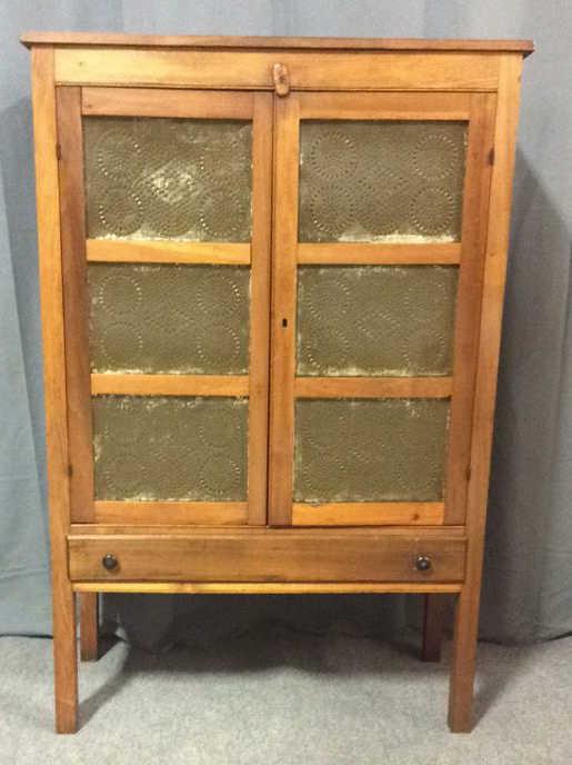 12 Tin Maple Pie Safe: 58 Inches Tall X 38.5 Inches Wide X 17.5 Deep. .