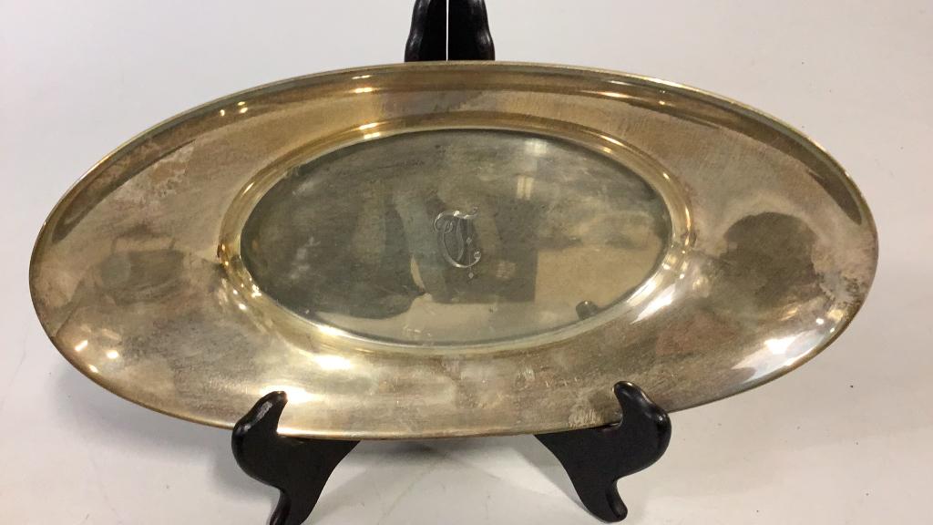 Sterling Silver Bread Tray: 12 inches, marked Gorham, monogramed Line Item # 25