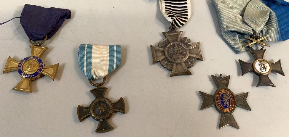 5 Military Cross Medals: Prussian 1861Cross, Bavaria, 1866 1866 cross with Lion