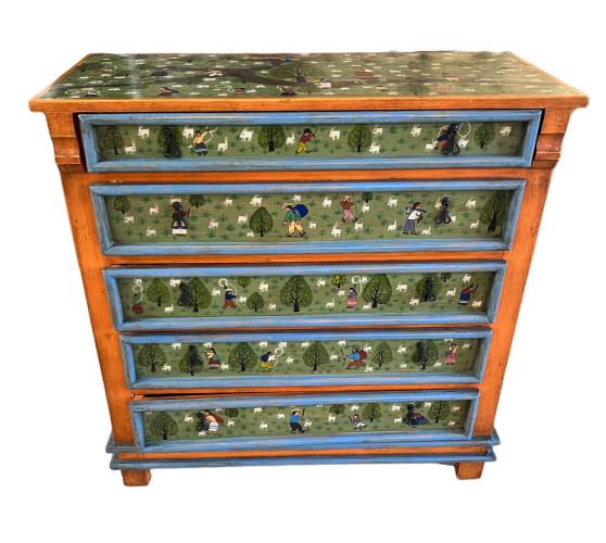 Folk Art Chest Rabbit Herders: Painted By A Camilo