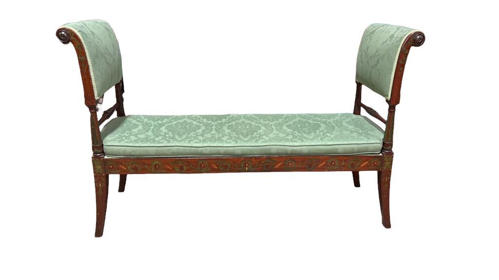 Hand paint decorated Upholstered Bed Bench (1 of 4)