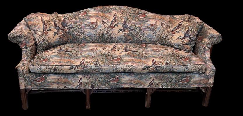 Chinese Chippendale Style Camelback Sofa (1 of 4)