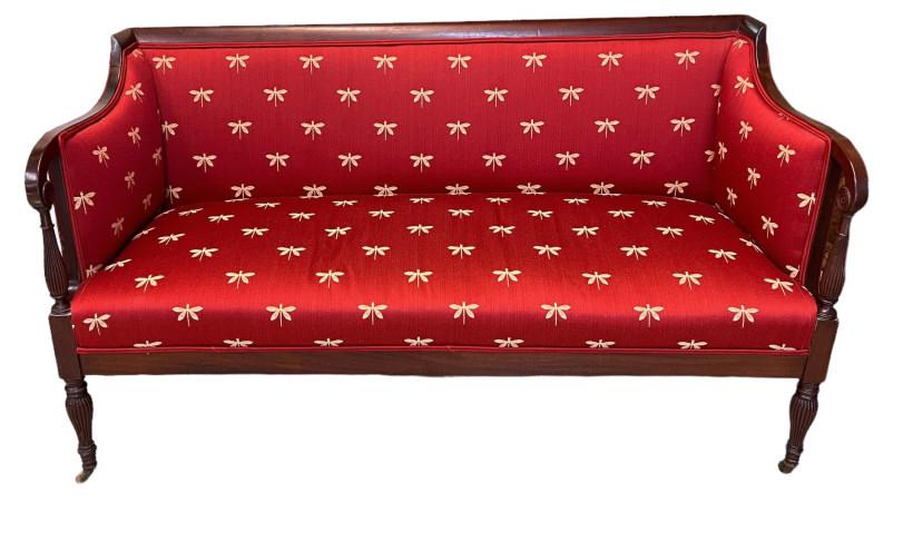 Sheraton Style Sofa W Silk Dragonfly Fabric: Clean and sturdy, 33 tall to back, 18 to seat x 59 wide x 27 deep