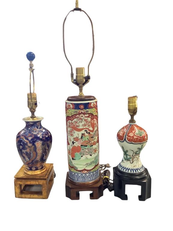 3 Asian Design Vases, Mounted as Lamps (1 of 6)