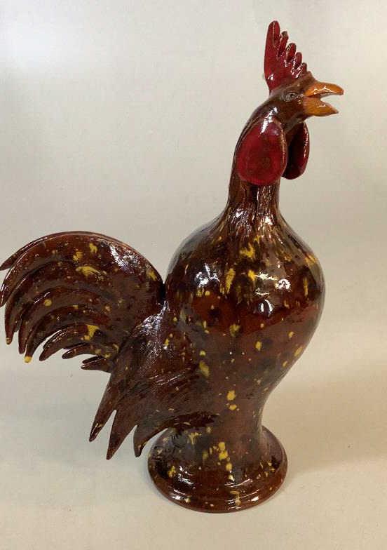 Charlie West Folk Art Pottery Rooster (1 of 6)