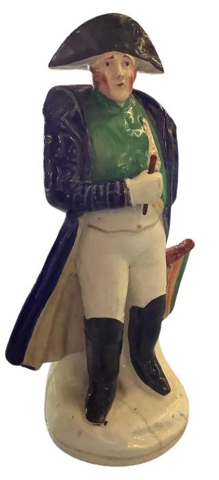 Early Staffordshire Napolean: Circa 1875, traditional pose 7.5 inches, minor hairline at base