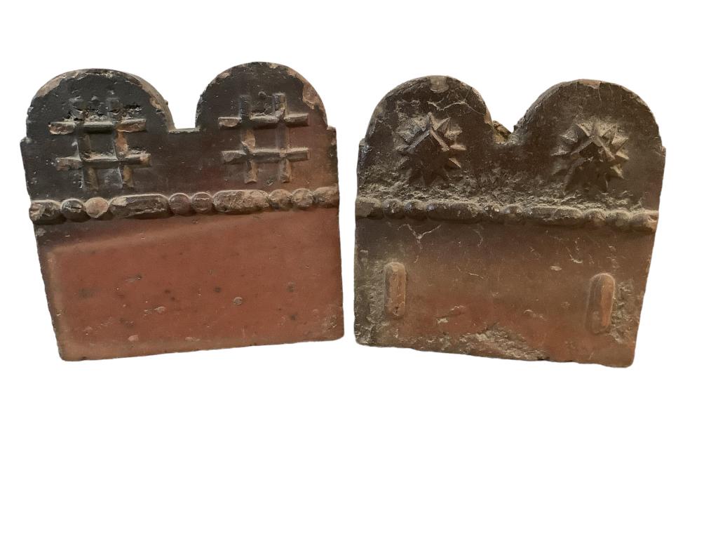 2 Plantation Garden Tiles: Red clay tiles, Reputed as made in Summerville SC, each 8 x 8 inches