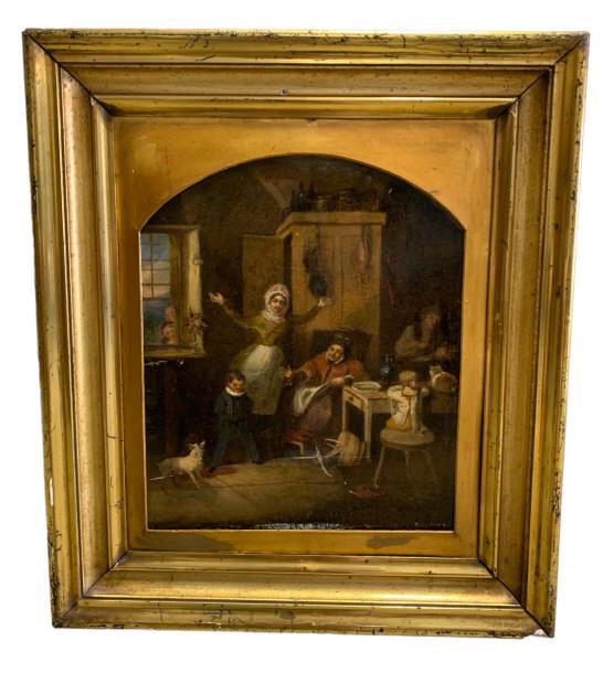 A Lively Interior Scene, Oil on Panel (1 of 6)