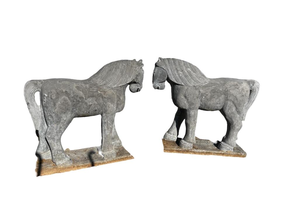 Pair Vintage Carved Marble Horses (1 of 4)