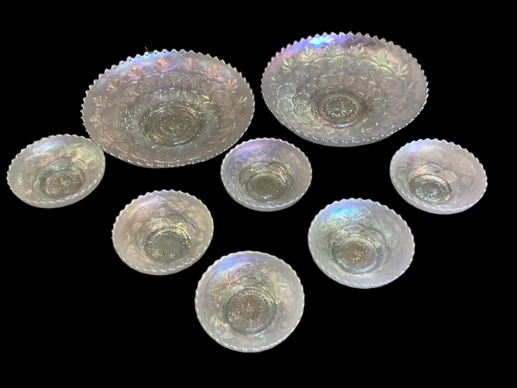 Opalescent  White Carnival  Glass (1 of 5)
