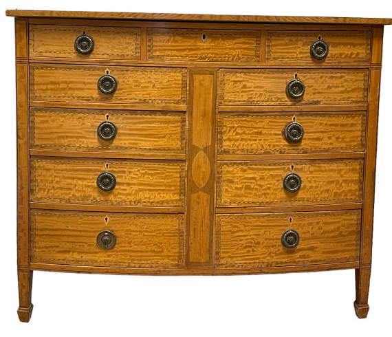 Edwardian Bow Front SatinWood Inlaid Chest (1 of 5)