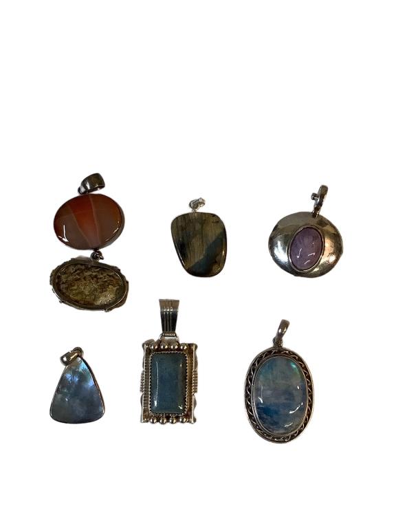 6 Sterling  and Gemstone Pendants (1 of 4)