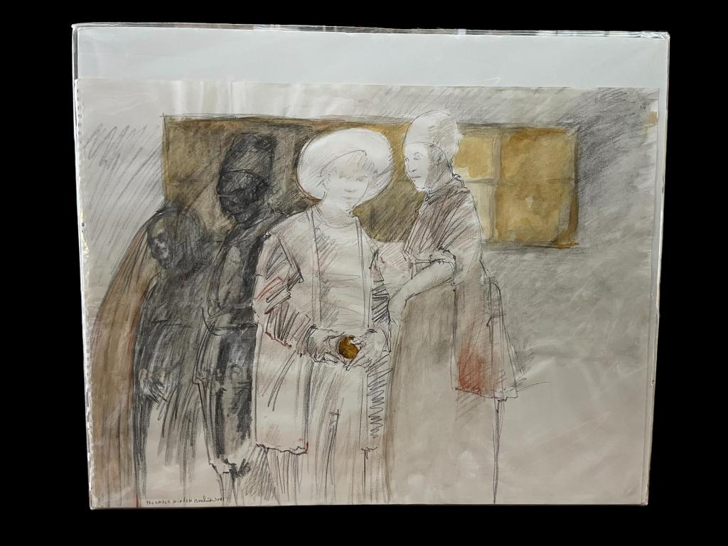 The Amber Window, Ben Smith: GA 1941-2021..titled, signed and dated lower left..graphite, charcoal, and watercolor on paper..paper with creases, tears and folds..paper approx 18x23, not examined out of sleeve