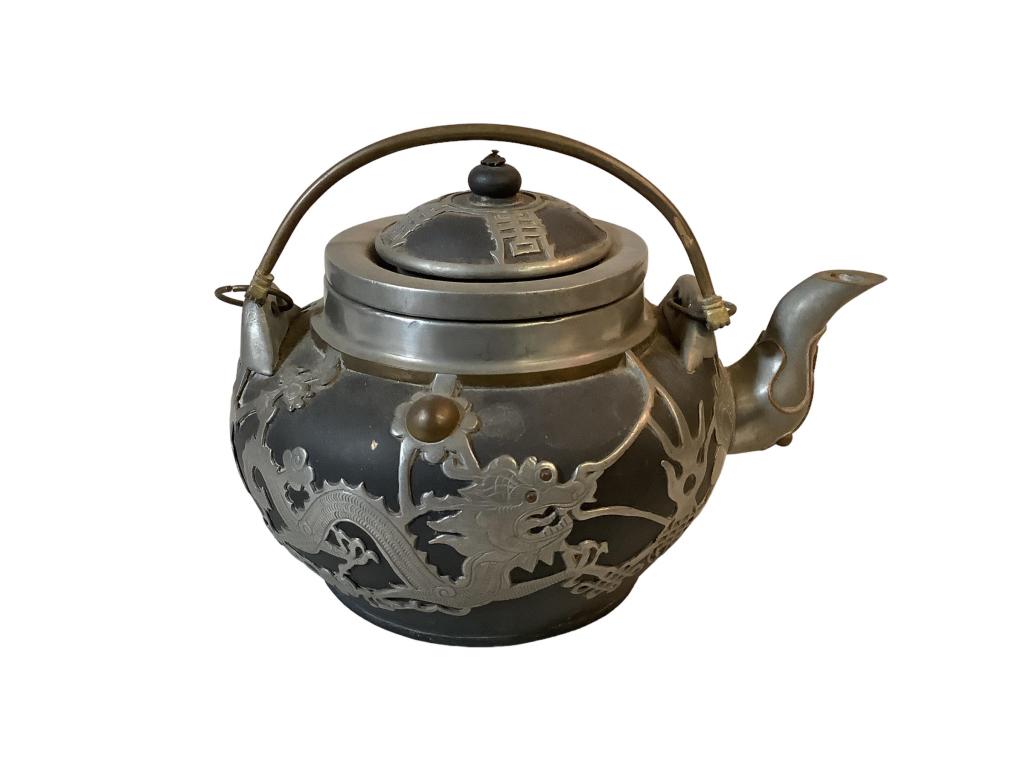 Asian Teapot, Pewter Overlay (1 of 5)