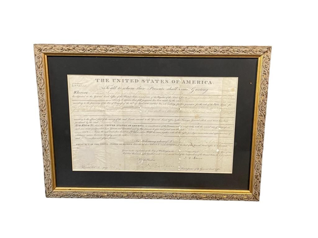 John Quincy Adams Signed Indiana Land Grant (1 of 7)