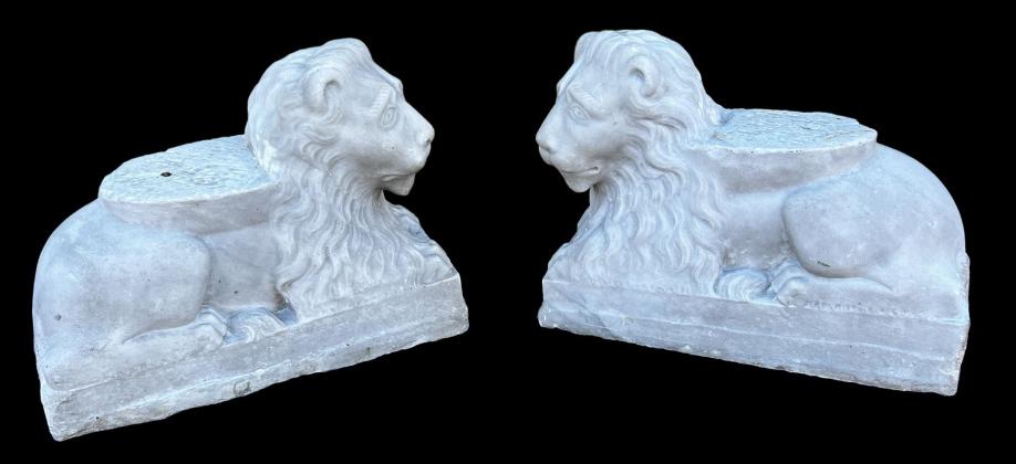 Pair Vintage Carved Stone Entry Lions (1 of 4)