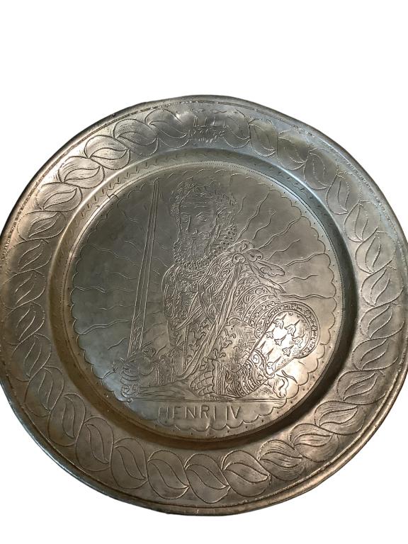 Large Belgian Pewter Charger (1 of 4)