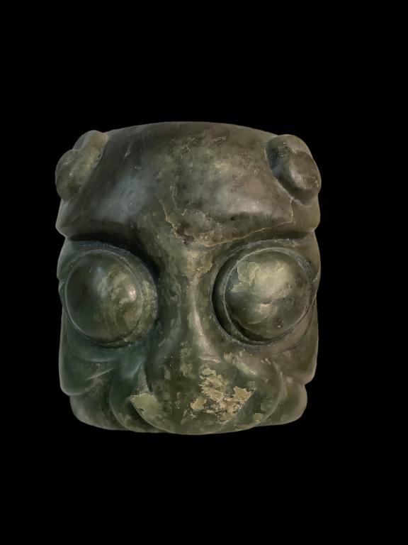 Carved Hard Stone Cong, Deity Figure (1 of 5)