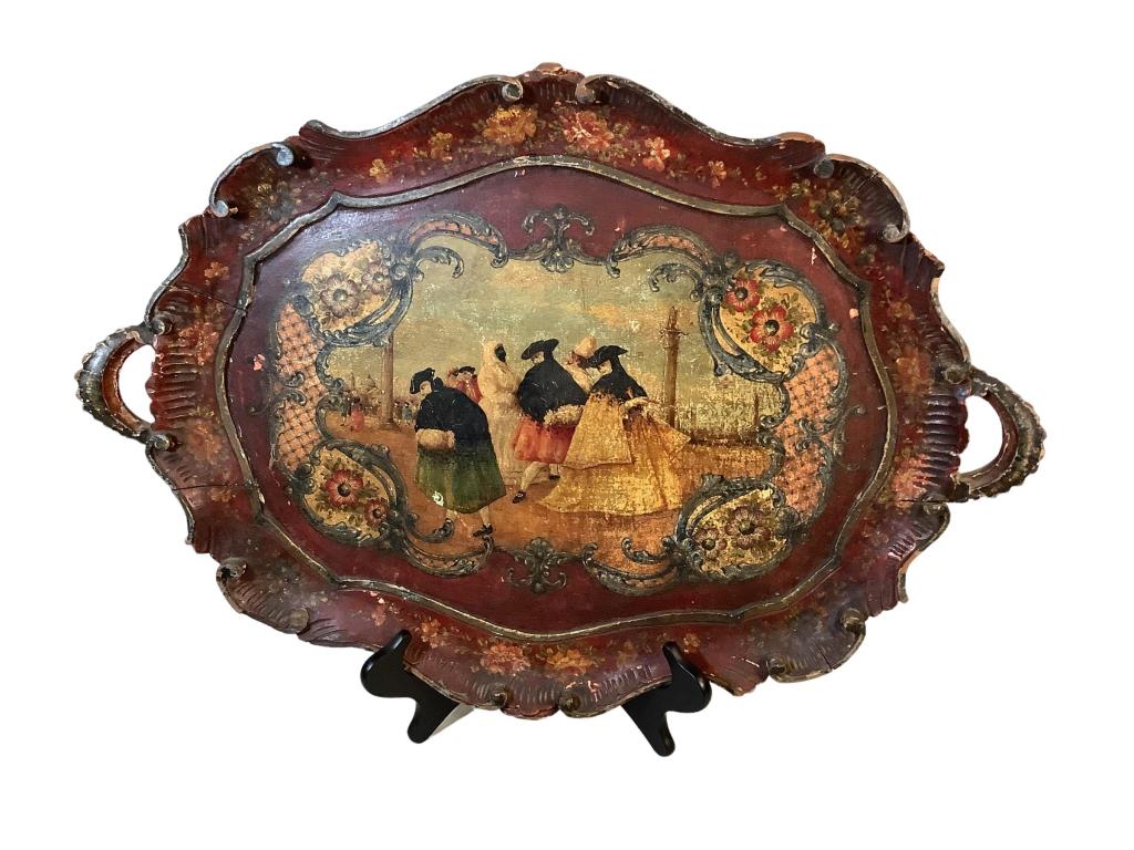 Tole Painted Wood Tray (1 of 3)