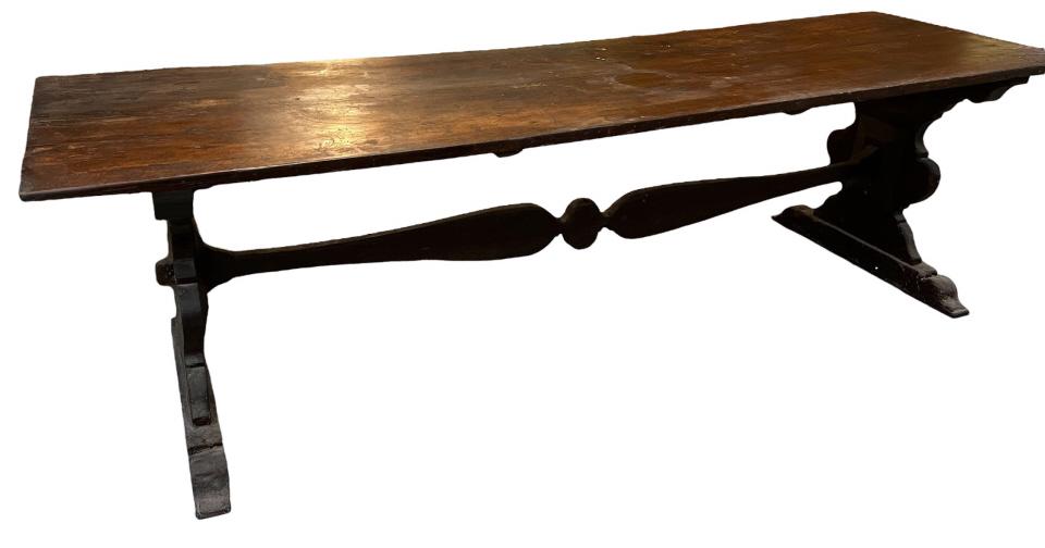 Renaissance Revival Walnut Trestle Table (1 of 4)