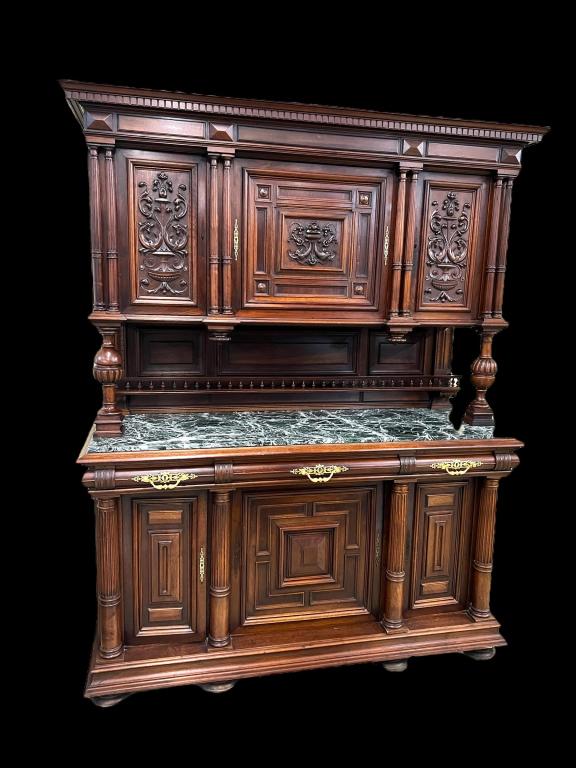 French Renaissance Carved Walnut Hunt Cupboard (1 of 7)