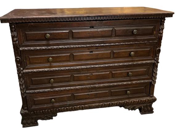 Carved Renaissance Revival Walnut Chest (1 of 6)