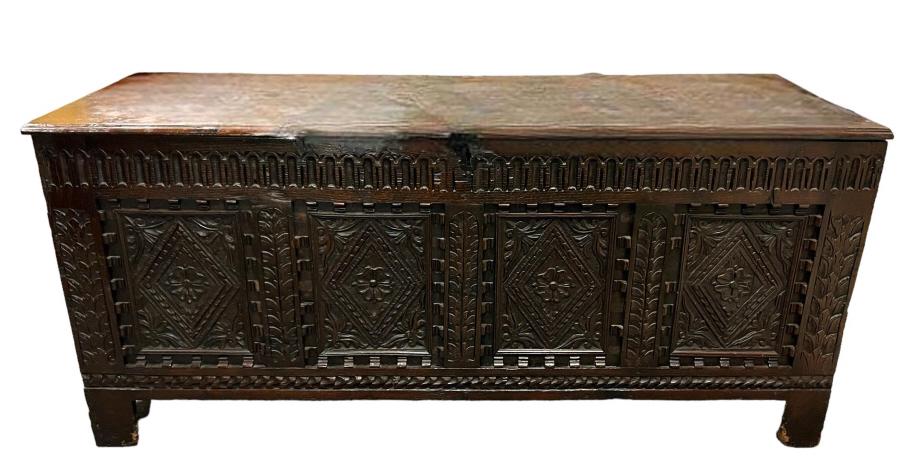 Renaissance Revival Carved Oak Coffer (1 of 4)