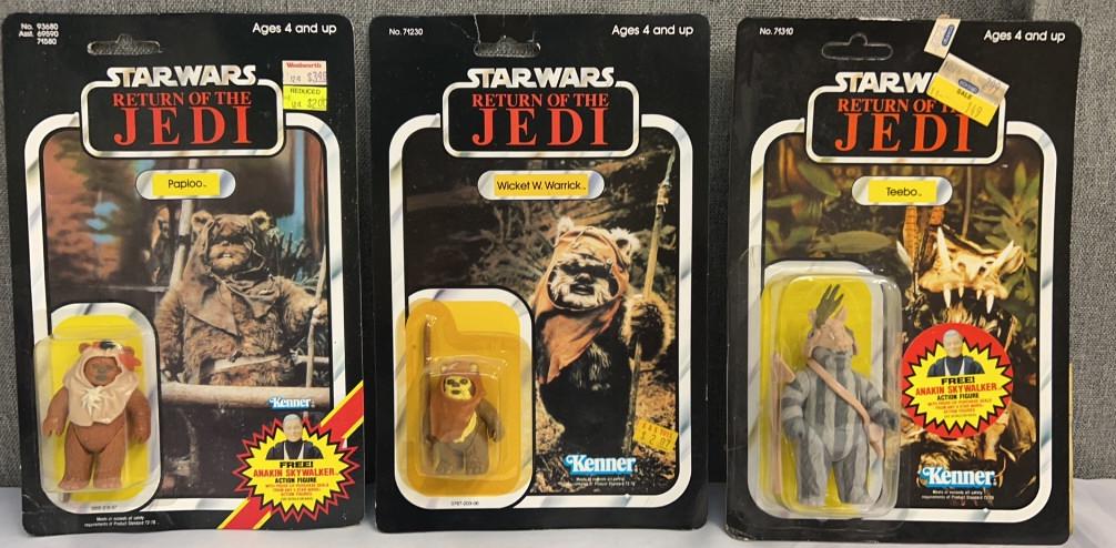 3 1984 ROTJ NIB Ewok Action Figures (1 of 11)