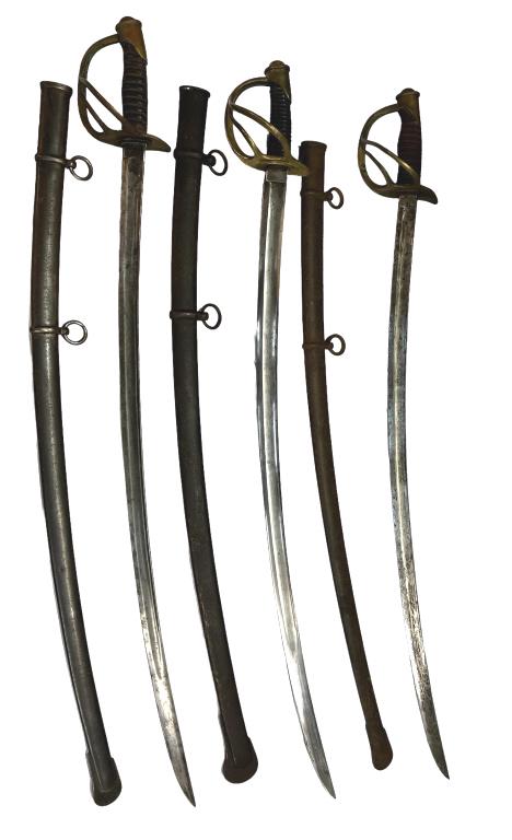 3 Civil War Era Calvary Swords W Scabbards (1 of 5)