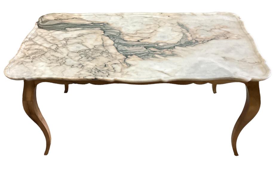 Marble Top Scalloped Coffee Table (1 of 3)